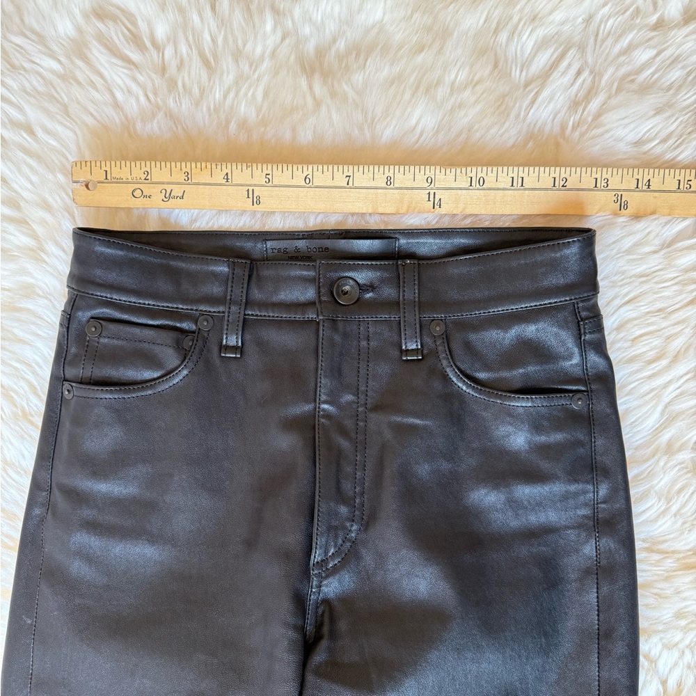 Rag & Bone 100% Lambskin Leather Pants | Size 23 | Black Straight Crop - Picture 6 of 8
